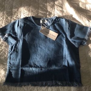 Edgy blue denim frayed top from Liquor N Poker